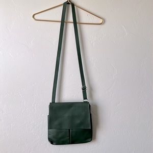 Vera Pelle Italian Green Leather Crossbody Purse